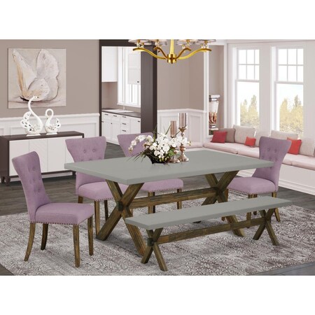 East West Furniture 6 Piece X-Style Modern Dining Table Set - Dahlia X797GA740-6